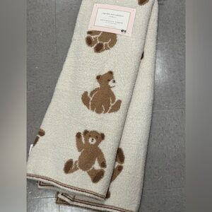 cupcakes & cashmere Cream and Brown Teddy Bear Throw Blanket